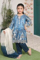 Bahar E Eid By Shanzey Stitched 3 Piece Shimmered Cambric Suit-SHK-5202-Blue
