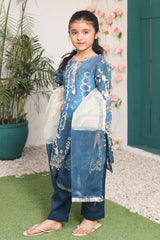 Bahar E Eid By Shanzey Stitched 3 Piece Shimmered Cambric Suit-SHK-5202-Blue