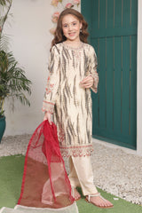 Bahar E Eid By Shanzey Stitched 3 Piece Shimmered Cambric Suit-SHK-5203-Off White