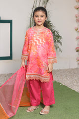 Bahar E Eid By Shanzey Stitched 3 Piece Shimmered Cambric Suit-SHK-5204-Pink