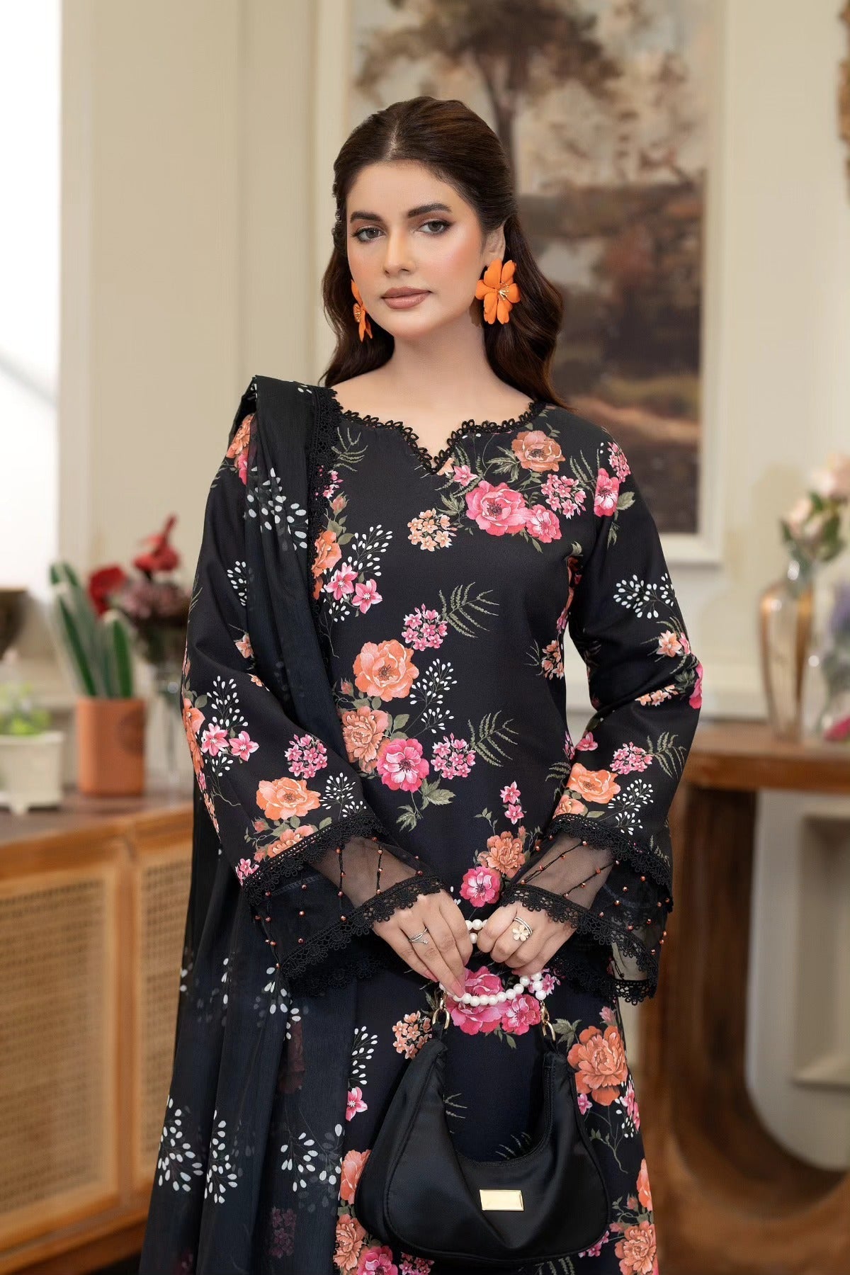Summer Scent By Nine Needles Stitched 3 Piece Summer Collection'2025-Midnight Jasmine-NP-02