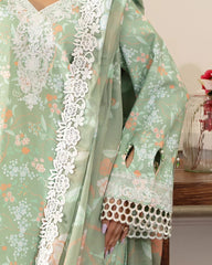 Summer Scent By Nine Needles Stitched 3 Piece Summer Collection'2025-Mint Blossom-NP-04