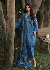 Tales Of Petals By Sardinia Unstitched 3 Piece Luxury Summer Suit-BLUE BLOSSOMS