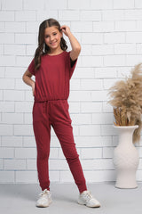 Sprinkles Stitched 2 Piece Summer Co Ord Sets Kids Collection'2025-Maroon 2Pcs Cord Set with Short Sleeves Shirt and Trouser
