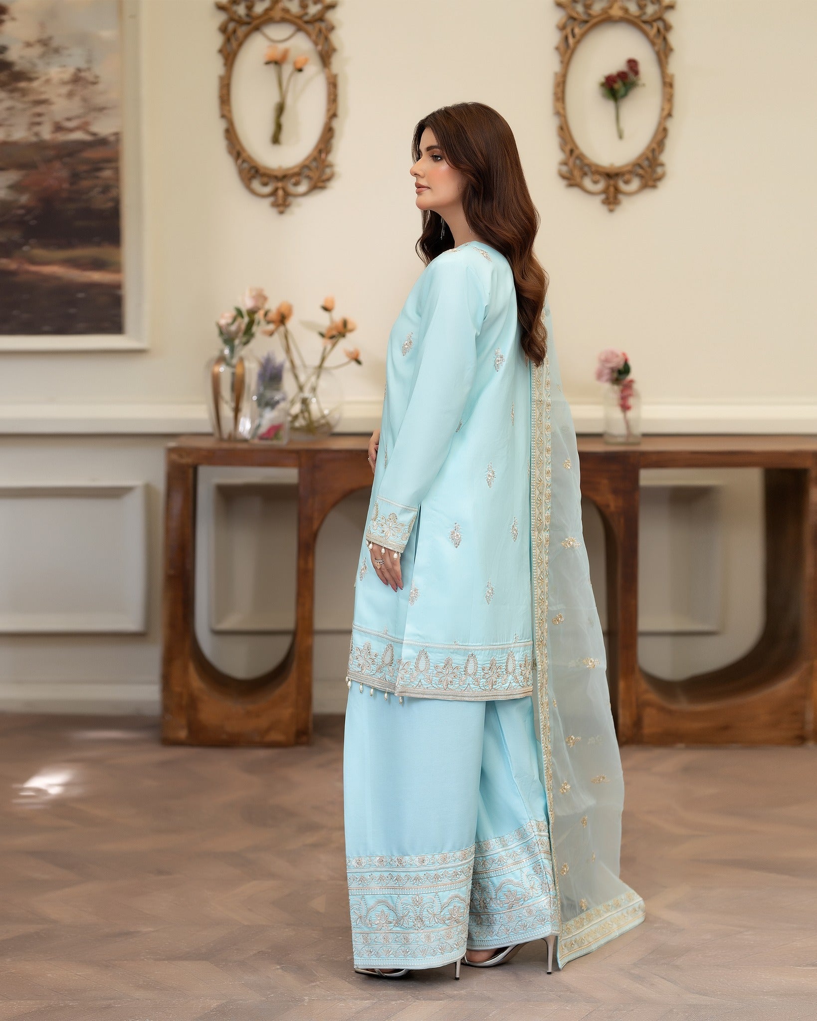 Summer Scent By Nine Needles Stitched 3 Piece Summer Collection'2025-Blue Crush-NP-12