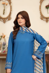 Summer Scent By Nine Needles Stitched 3 Piece Summer Collection'2025-Blue Orchid-NP-08