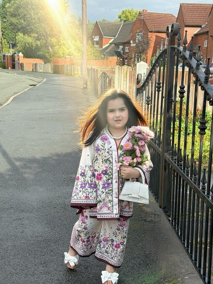 Sprinkles Stitched 2 Piece Summer Co Ord Sets Kids Collection'2025-Floral Frost White - 2pcs