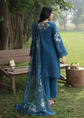 Tales Of Petals By Sardinia Unstitched 3 Piece Luxury Summer Suit-BLUE BLOSSOMS