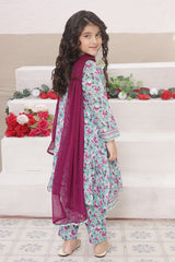 Dosti Yaari By Shanzey Stitched 3 Piece Lawn Frock Suit-SHK-5401-Blue