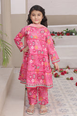 Dosti Yaari By Shanzey Stitched 3 Piece Lawn Frock Suit-SHK-5403-Pink