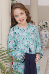 Dosti Yaari By Shanzey Stitched 3 Piece Lawn Frock Suit-SHK-5404-Sea Green