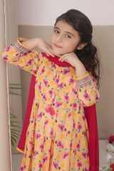 Dosti Yaari By Shanzey Stitched 3 Piece Lawn Frock Suit-SHK-5405-Mustard