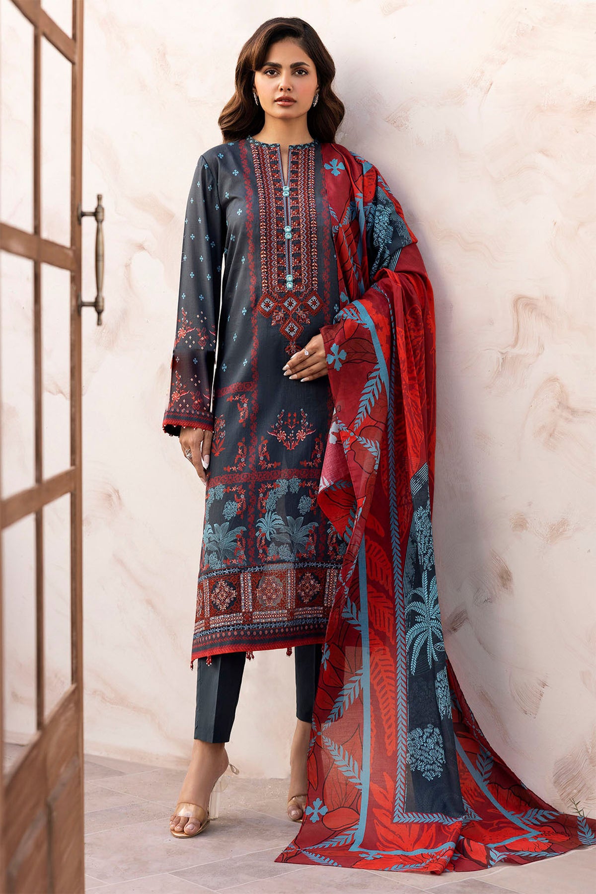 Umang By Motifz Unstitched 3 Piece Digital Printed Emb Lawn Collection'2025-5465-EWA