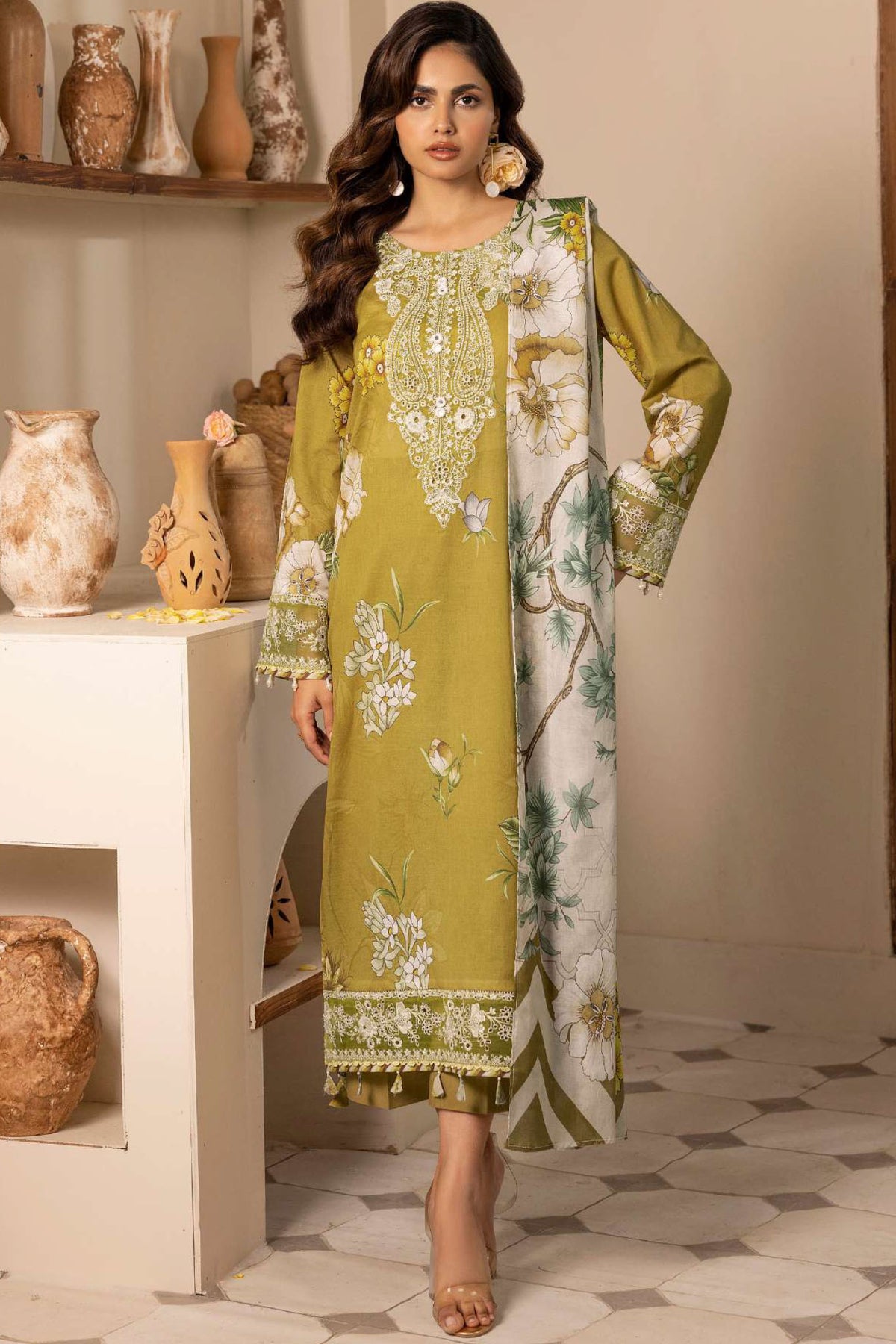 Motifz Unstitched 3 Piece Digital Printed Emb Lawn Collection-5468-Bloom