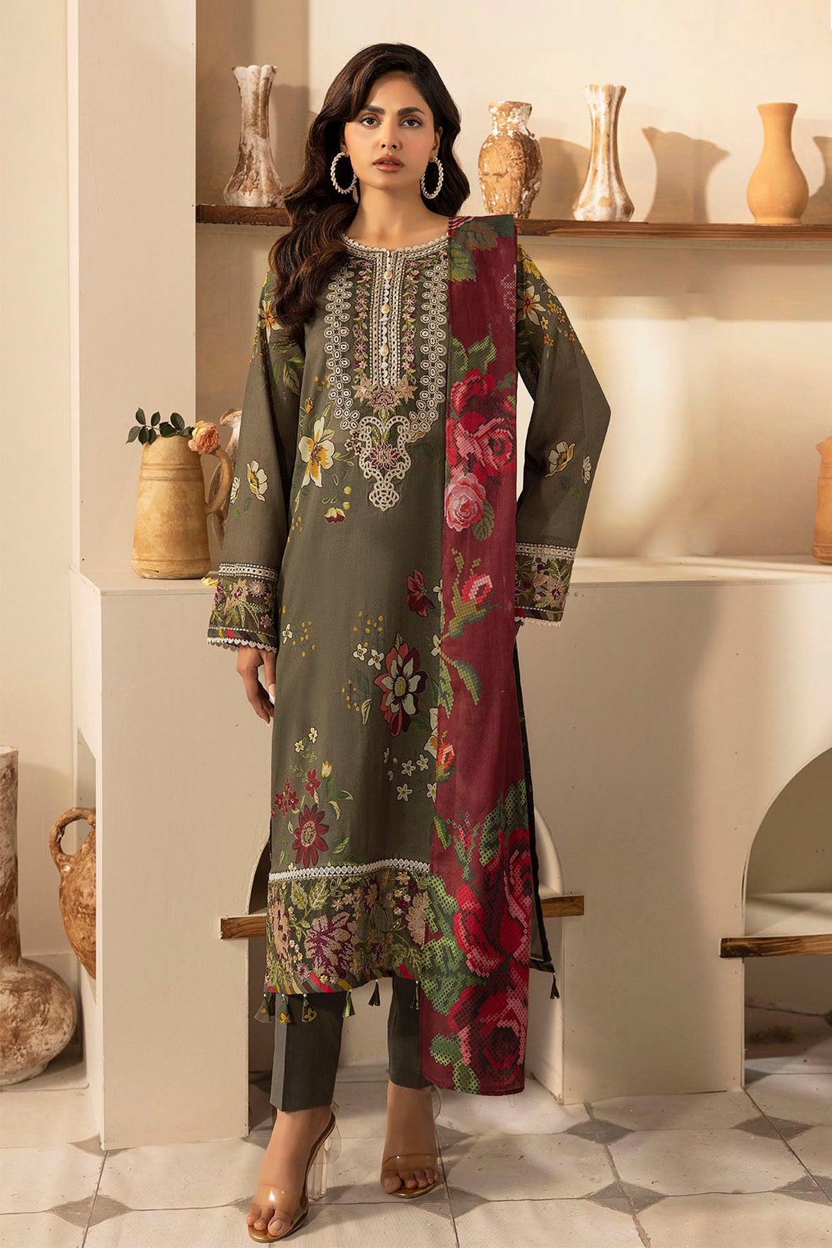 Umang By Motifz Unstitched 3 Piece Digital Printed Emb Lawn Collection'2025-5470-NANCY