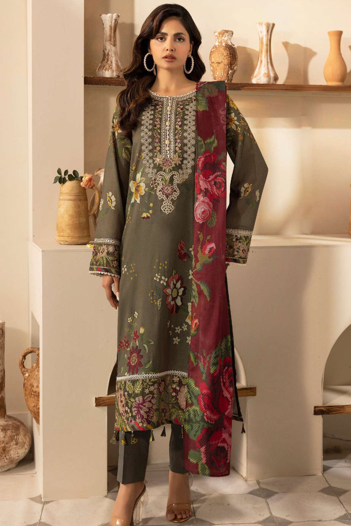 Motifz Unstitched 3 Piece Digital Printed Emb Lawn Collection-5470-Nancy