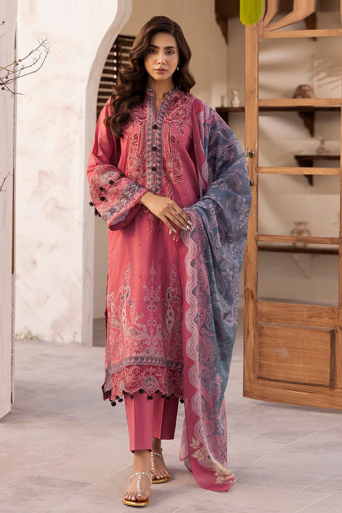 Umang By Motifz Unstitched 3 Piece Digital Printed Emb Lawn Collection'2025-5471-IREA