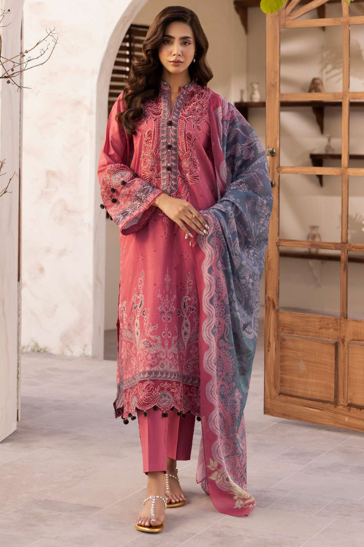 Motifz Unstitched 3 Piece Digital Printed Emb Lawn Collection-5471-Irea