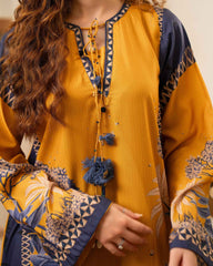 Brandlo PK Mustard Yellow Printed Long dress