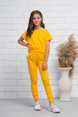 Sprinkles Stitched 2 Piece Summer Co Ord Sets Kids Collection'2025-Yellow 2Pcs Cord Set with Short Sleeves Shirt and Trouser