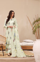 Feathers Unstitched 3 Piece Digital Printed Lawn Summer Suit-WHITE BOUQUET-FT242