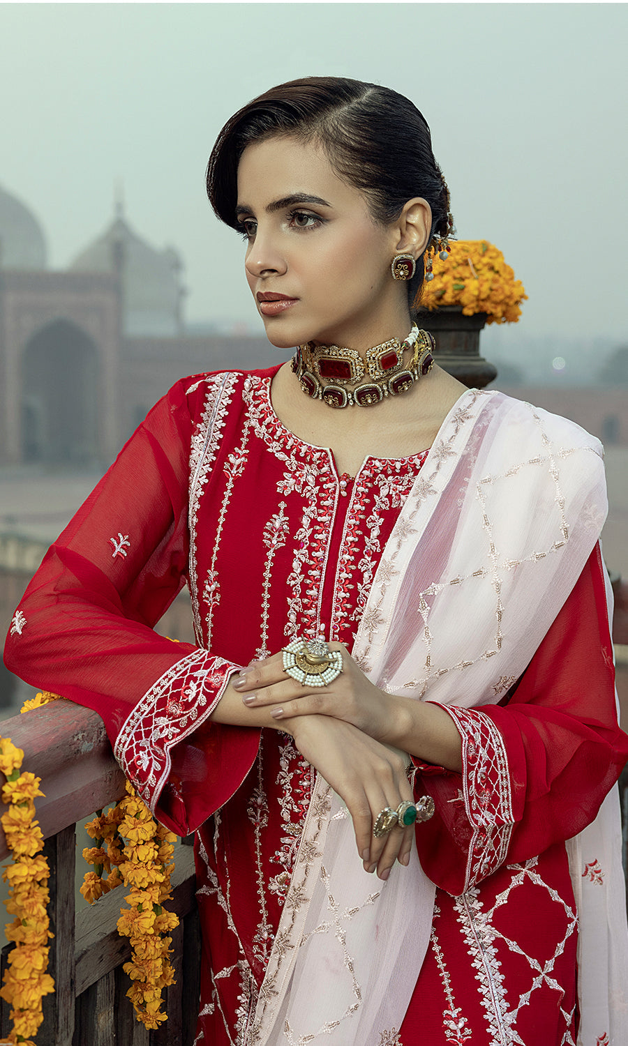 Shamooz Stitched 3 Piece Formals Collection'2025-Crimson SEM-0779