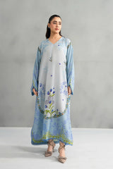 Panache Apparel-Stitched Summer Kaftan-Blue Whisper
