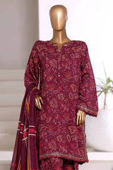 Malika By Sada Bahar Stitched 3 Piece Viscose With Farshi Shalwar Vol-02 Collection'2025-MVF-564-Maroon