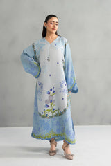 Panache Apparel-Stitched Summer Kaftan-Blue Whisper