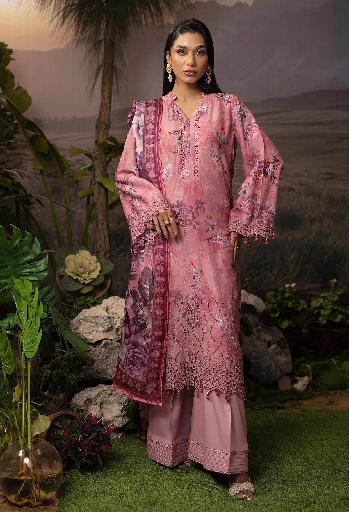 Printskari By Adan's Libas 3 Piece Unstitched Emb Lawn Collection'2024-AL-01