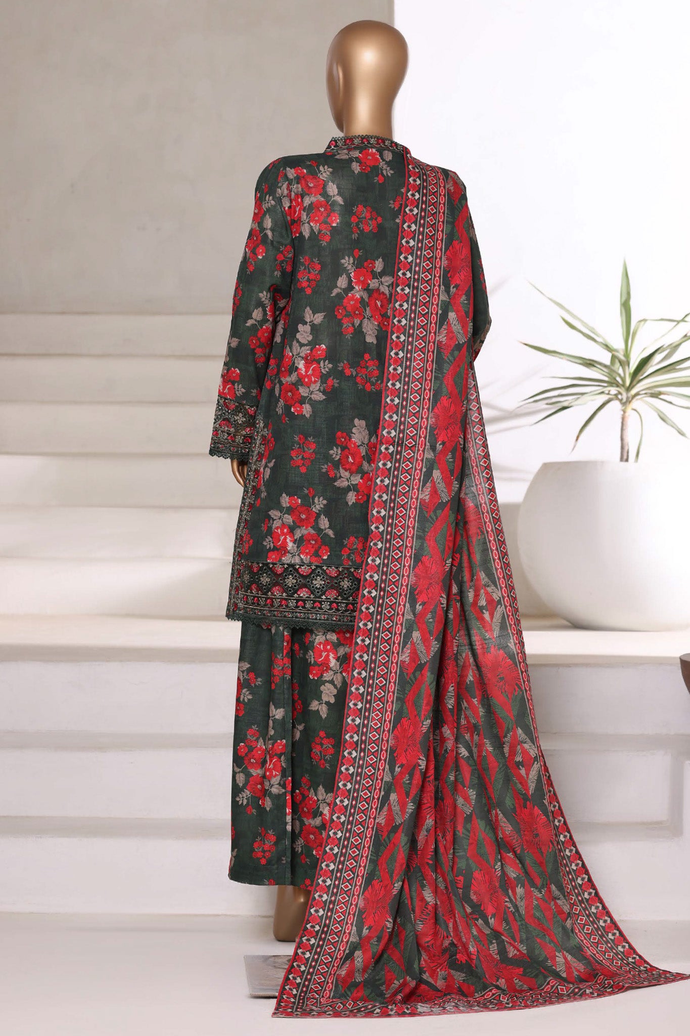 Malika By Sada Bahar Stitched 3 Piece Cutwork Khaddar Vol-01 Collection'2025-5757-Mehndi