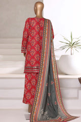Malika By Sada Bahar Stitched 3 Piece Cutwork Khaddar Vol-01 Collection'2025-5763-Red