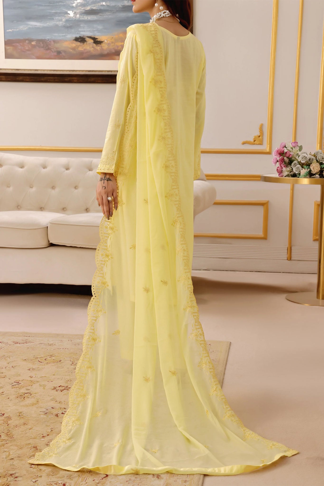 Mahveen By Pak Fabrics Stitched 3 Piece Chikankari Slub Lawn Collection'2025-CL-576