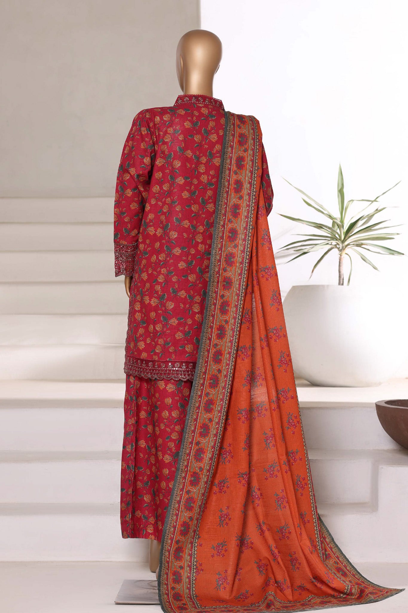 Malika By Sada Bahar Stitched 3 Piece Cutwork Khaddar Vol-01 Collection'2025-5771-Maroon
