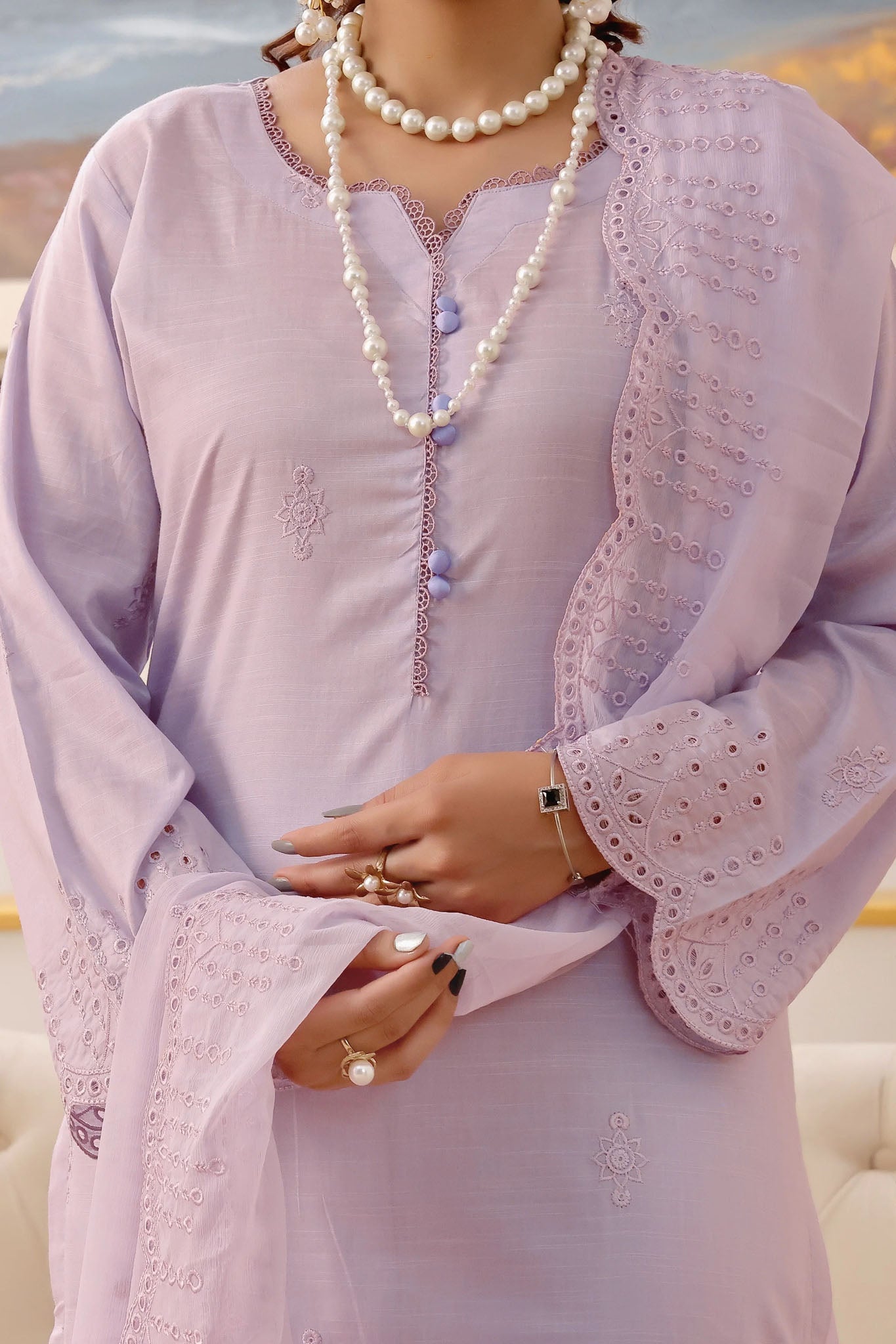 Mahveen By Pak Fabrics Stitched 3 Piece Chikankari Slub Lawn Collection'2025-CL-578