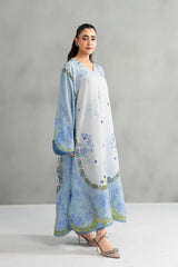 Panache Apparel-Stitched Summer Kaftan-Blue Whisper