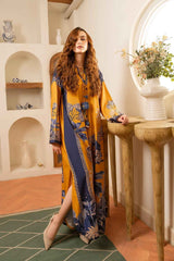 Brandlo PK Mustard Yellow Printed Long dress