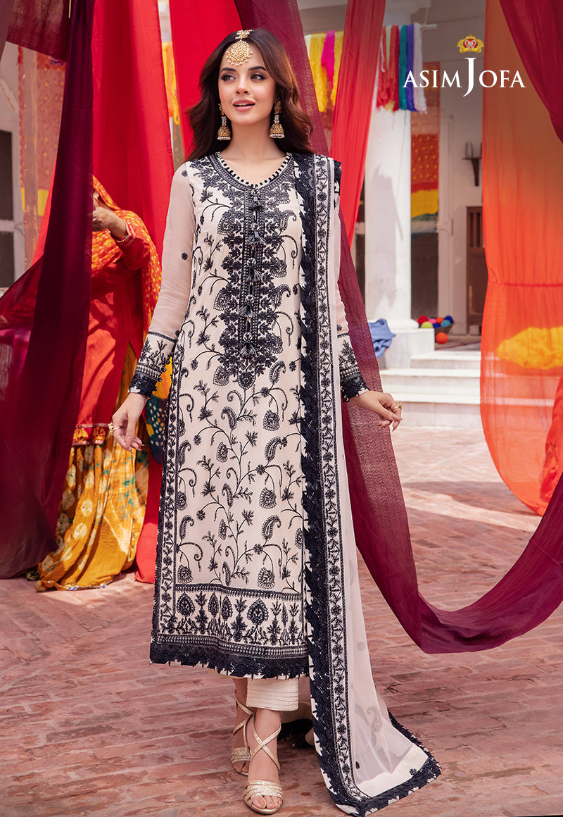 Asim Jofa Abresham '23 Ajab-02 Embroidered Chiffon 3 Pcs