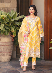 Manzar By Al Harir Stitched 3 Piece Summer Suit-AH003-Manzar-Yellow