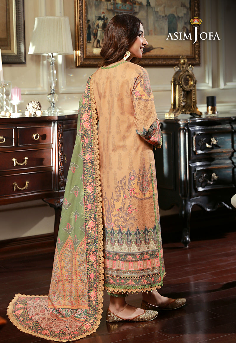 Asim Jofa Aira & Asra Pret Ajawp-12 Printed Karandi Stitched 3 Pcs