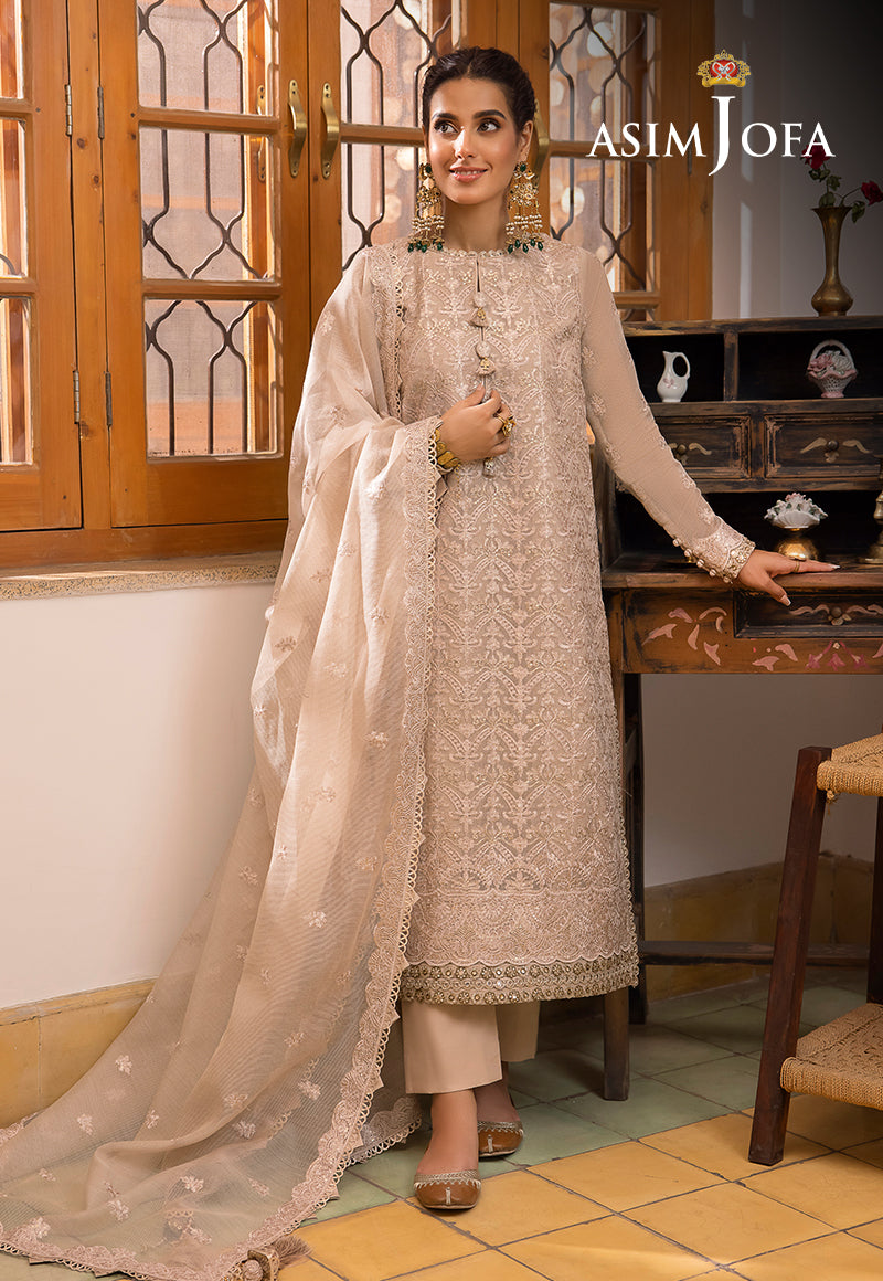 Asim Jofa Shadow Work '23 Ajsw-21 Embroidered Cotton Net 3 Pcs