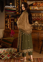Asim Jofa Kashmiri Taanka - Embroidered Shawl collection Ajkt-07 Embroidered Slub Raw Silk 3 Pcs