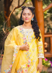 Manzar By Al Harir Stitched 3 Piece Kids Summer Suit-AH017-YELLOW