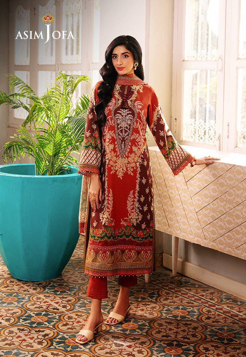 Asim Jofa Aira & Asra Pret Ajarp-14 Printed Dobby Stitched 3 Pcs