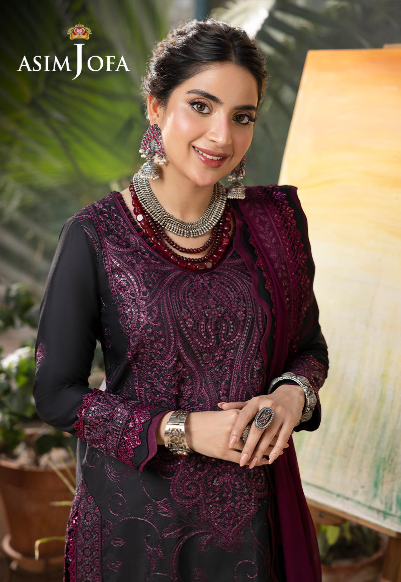 Asim Jofa Shadow Work '23 Ajsw-16 Embroidered Lawn Silk 3 Pcs