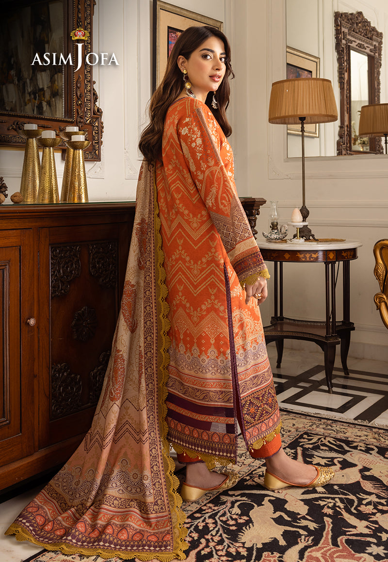Asim Jofa Aira & Asra Pret Ajiwp-12 Embroidered Khaddar Stitched 3 Pcs