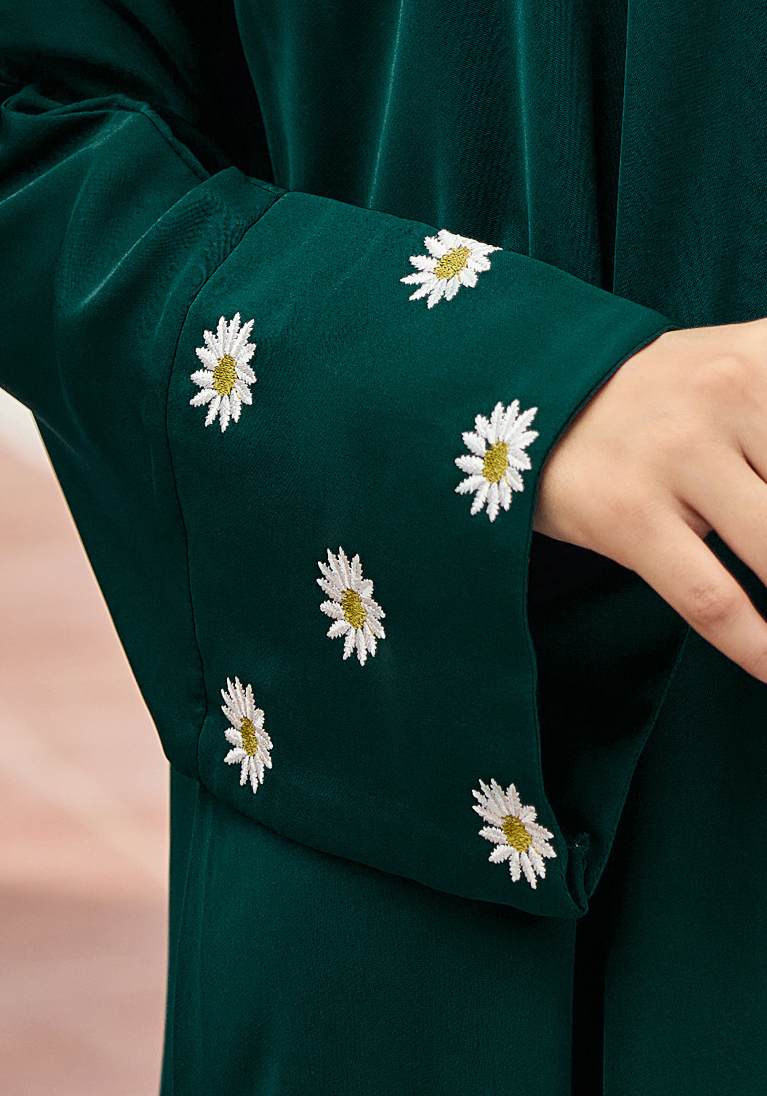 Abaya.Pk Green Floral Embroidery Abaya | Velora