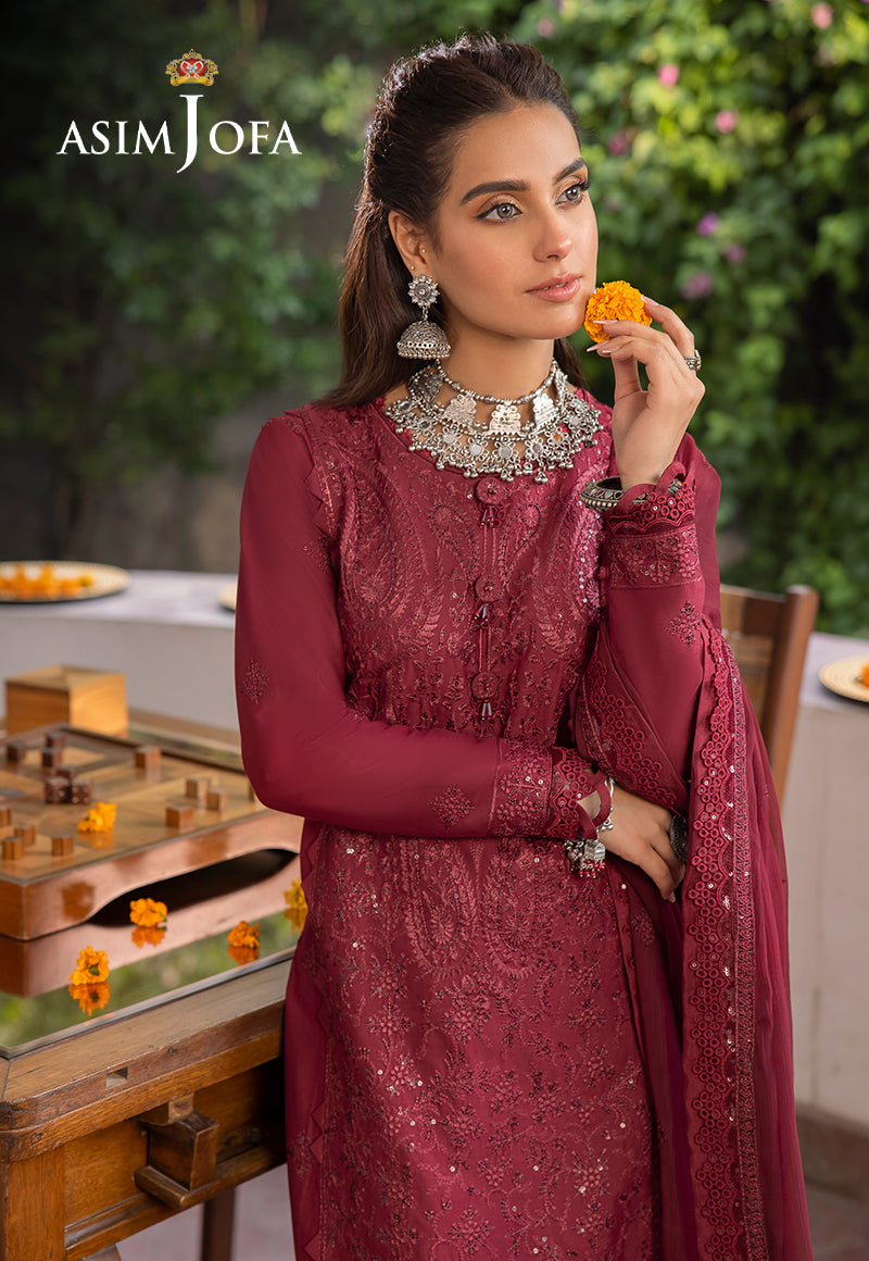 Asim Jofa Shadow Work '23 Ajsw-02 Embroidered Poly Viscose 3 Pcs