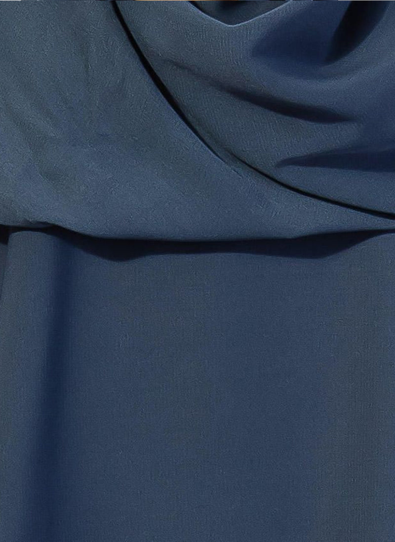 Hijab Ul Hareem Designed Blue Pull Over Georgette Abaya 0120-P