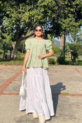 Urban Cut Stitched Peplum Cotton Elegant Tops-C0220